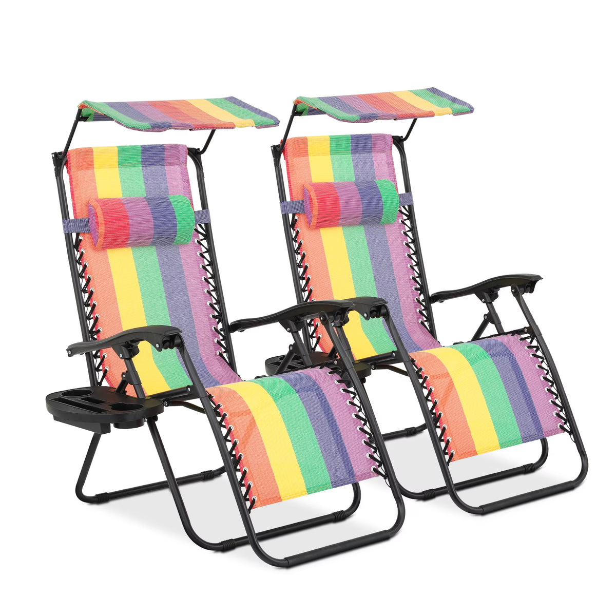 Nouveauté 2026 – Ensemble de 2 chaises MoNiBloom Zero Gravity , fauteuils de plage/terrasse pliables avec auvent et appui-tête, noirs