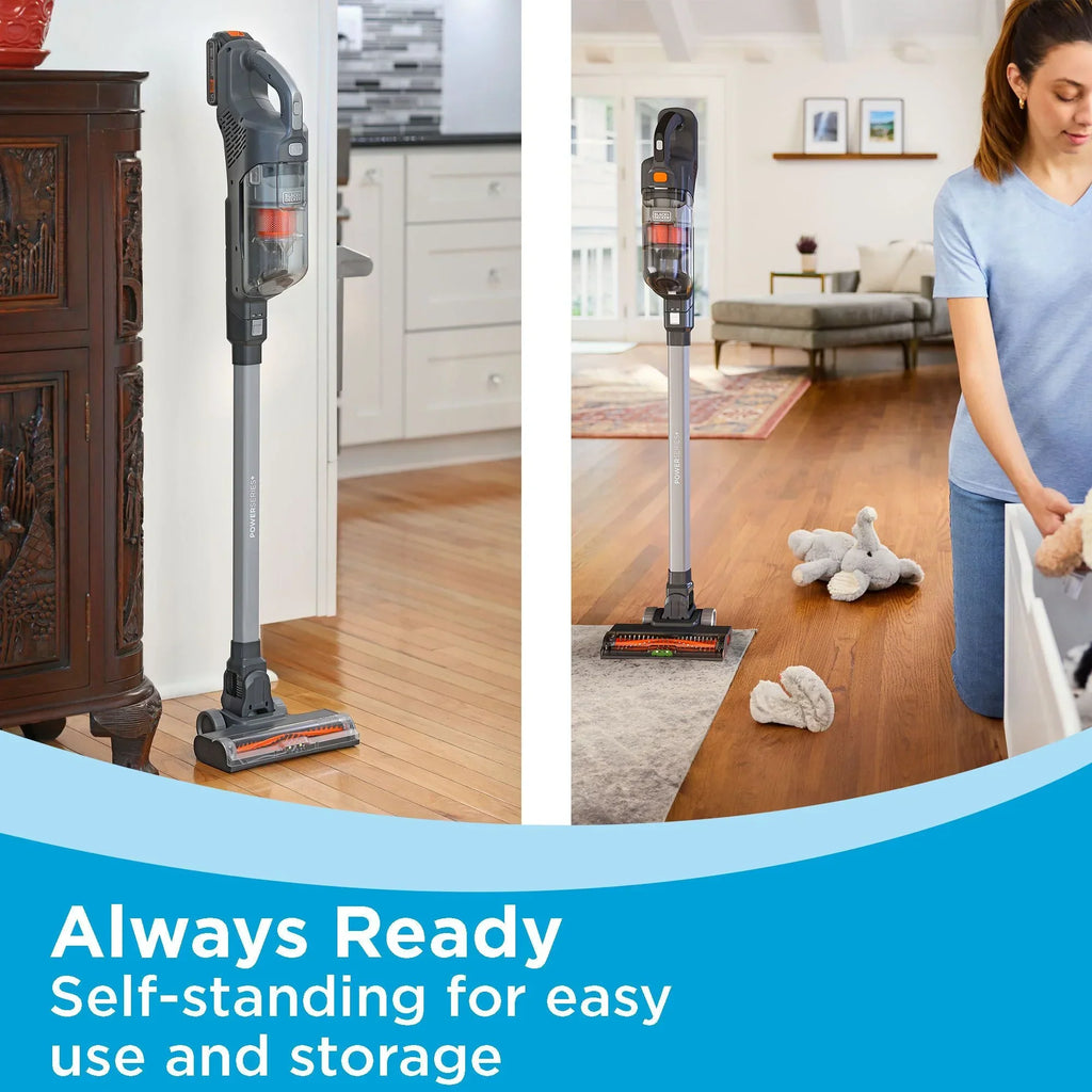 Nouveauté 2026 – Kit aspirateur balai sans fil BLACK+DECKER POWERSERIES+ 20V MAX* , pour moquettes et sols durs, convertible en aspirateur à main, autonomie de 44 minutes, pour le nettoyage quotidien, BHFEA18D1