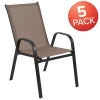Nouveauté 2026 – Lot de 5 chaises empilables d'extérieur BizChair noires , revêtement Flex Comfort et structure en métal