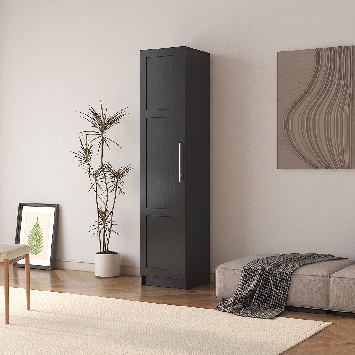 Nouveauté 2026 – Armoire de rangement haute Slim , meuble garde-manger avec portes et étagères, idéale pour les petits espaces (cuisine, salon, salle de bain