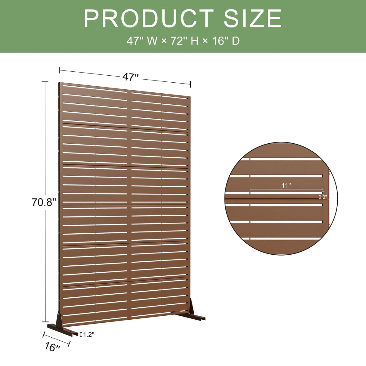 Nouveauté 2026 – Panneau de séparation extérieur en métal noir MAYEERTY 72*47" pour patio, style classique à persiennes