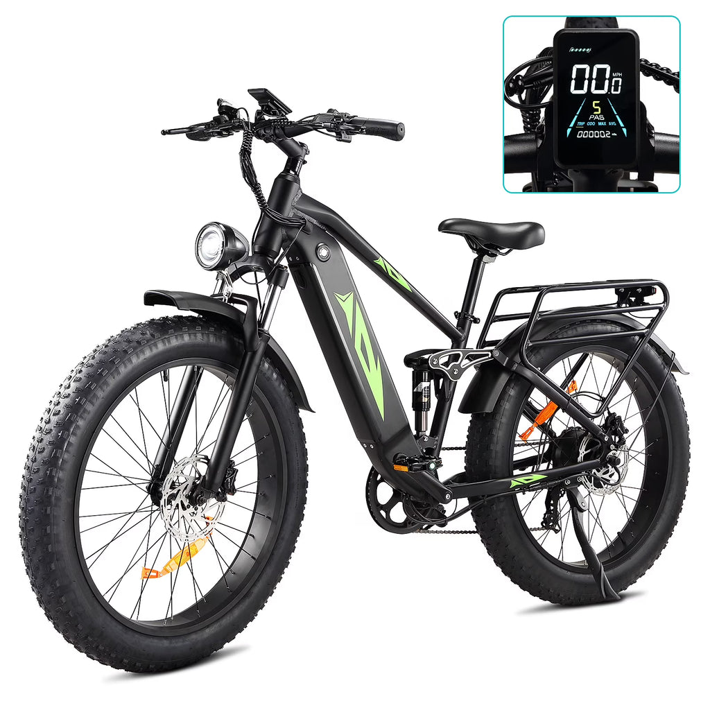 Nouveauté 2026 – Vélo électrique pour adultes, 1000 W, pneus larges 26 pouces, batterie 48 V 17,5 Ah, vitesse maximale de 45 km/h, 7 vitesses, freins à disque hydrauliques doubles, écran LCD, autonomie de 96 km, VTT électrique