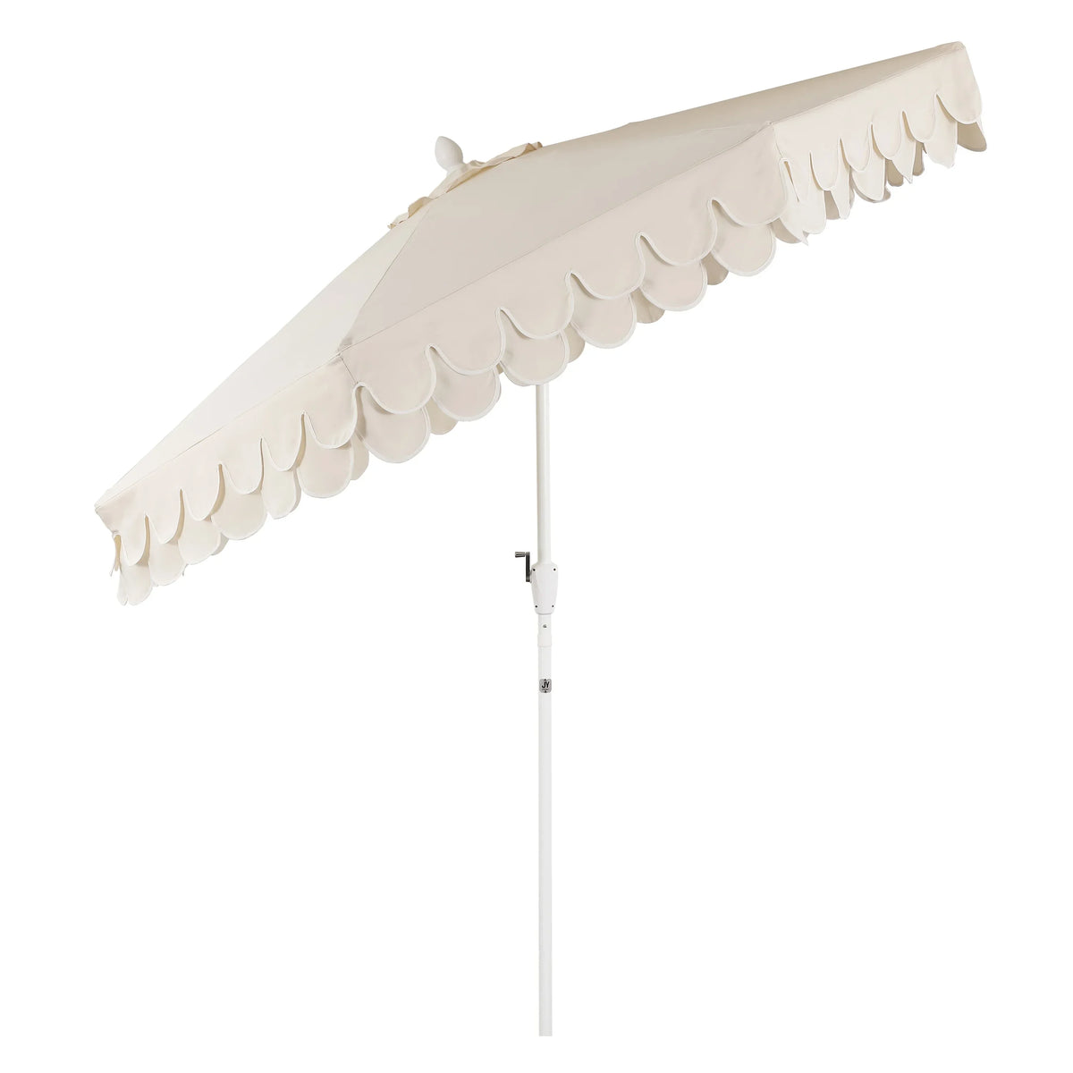 Nouveauté 2026 – Parasol de marché JONATHAN Y Tracy 2,74 m (9 pi), style classique milieu du siècle, franges festonnées, manivelle d'inclinaison automatique, aération et protection UV, rose corail/blanc, mât marron foncé