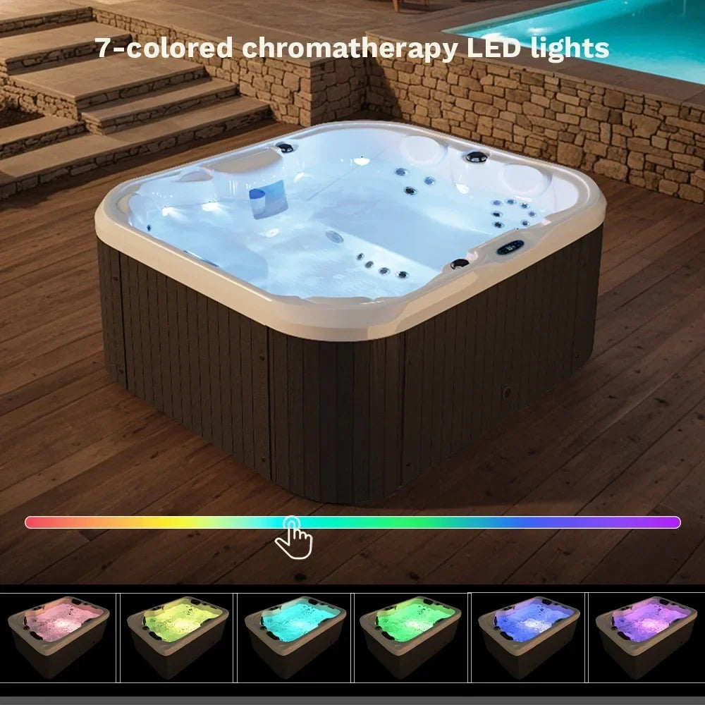 Nouveauté 2026 – Spa extérieur Patiowell 2 places , 41 jets de massage, éclairage LED, système de purification d'eau intégré, 900 L, noir
