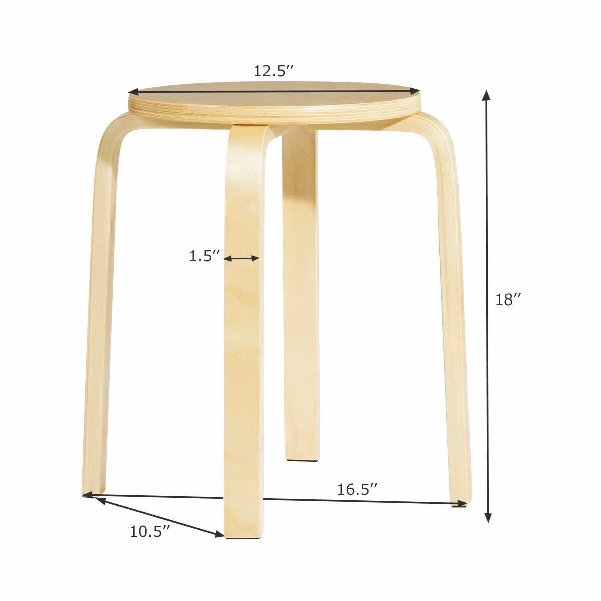 Nouveauté 2026 – Ensemble de 4 tabourets empilables de 45,7 cm (18 po) avec dossier inclinable, en bois, pour salle à manger et décoration intérieure