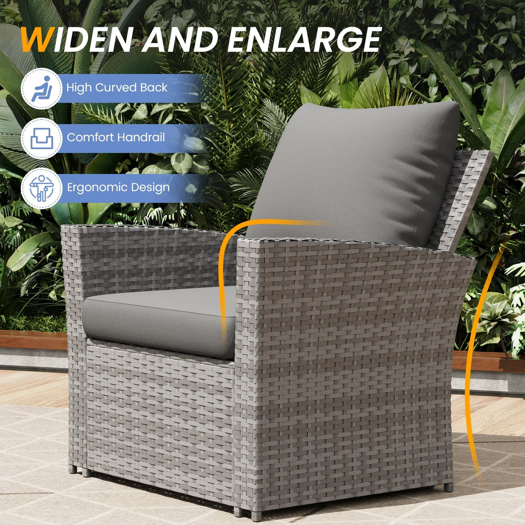 Nouveauté 2026 – Ensemble de mobilier de patio en résine tressée UDPATIO , ensemble de conversation d'extérieur 4 pièces, canapé de patio en rotin PE gris pour balcon, porche, jardin, gris