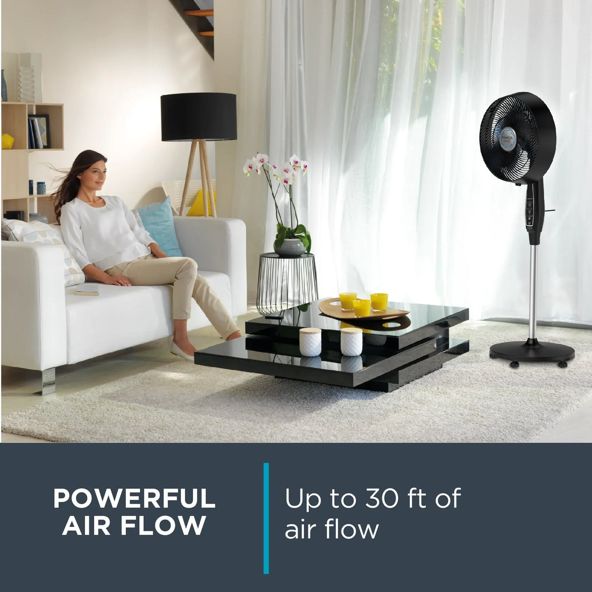 Nouveauté 2026 – Ventilateur sur pied Rowenta Turbo Silence avec télécommande, 53 pouces, portable, 5 vitesses, VU5670