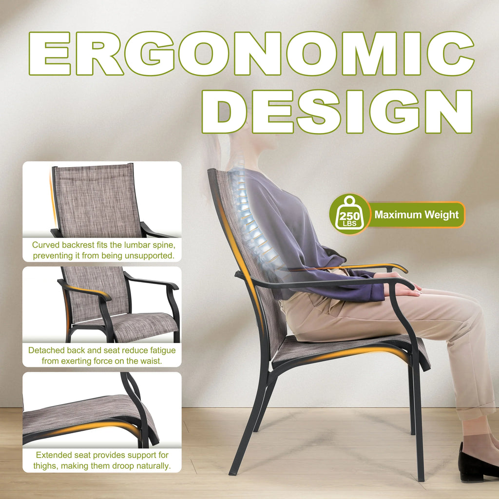 Nouveauté 2026 – Ensemble de salle à manger d'extérieur 7 pièces Nuu Garden , en aluminium résistant à la rouille, comprenant 6 chaises en textilène et une table rectangulaire avec trou pour parasol, couleur brun grisâtre