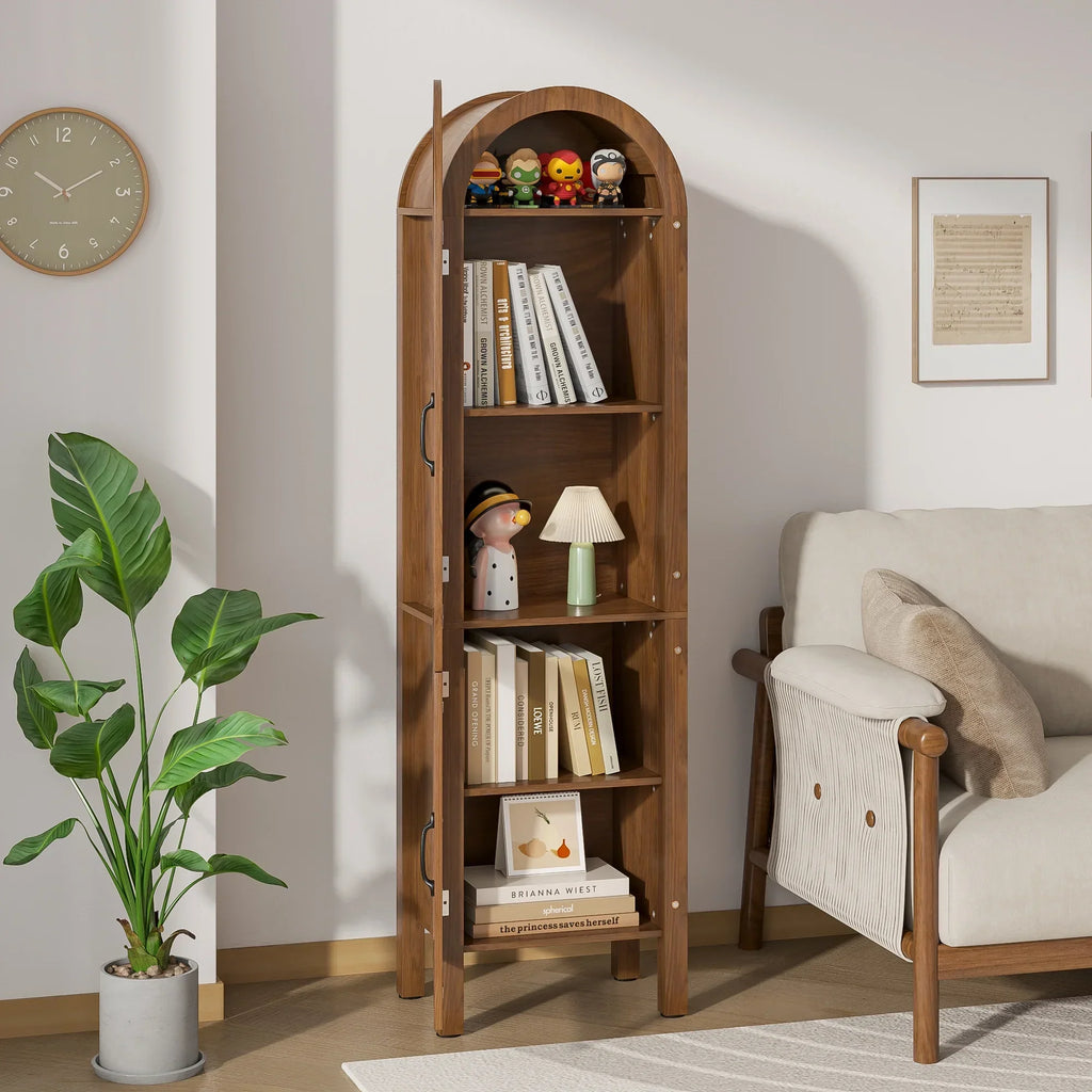 Nouveauté 2026 – Vitrine de rangement haute cintrée Fiogmub , armoire de garde-manger cintrée avec portes, portes en verre acrylique