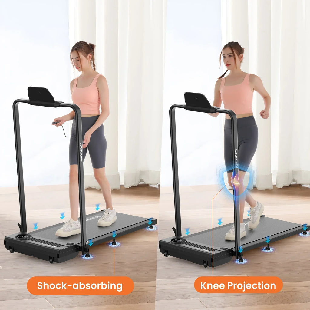 Nouveauté 2026 – Tapis de marche pliable et portable ANCHEER , capacité de 136 kg (300 lb), vitesse de 12 km/h (7,5 mi/h), à placer sous un bureau, avec télécommande et écran LED, 2 en 1, pour la maison, le bureau ou l'exercice (rose