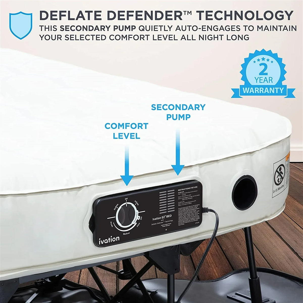 Nouveauté 2026 – Lit gonflable portable Ivation EZ-Bed 10 po avec pompe intégrée