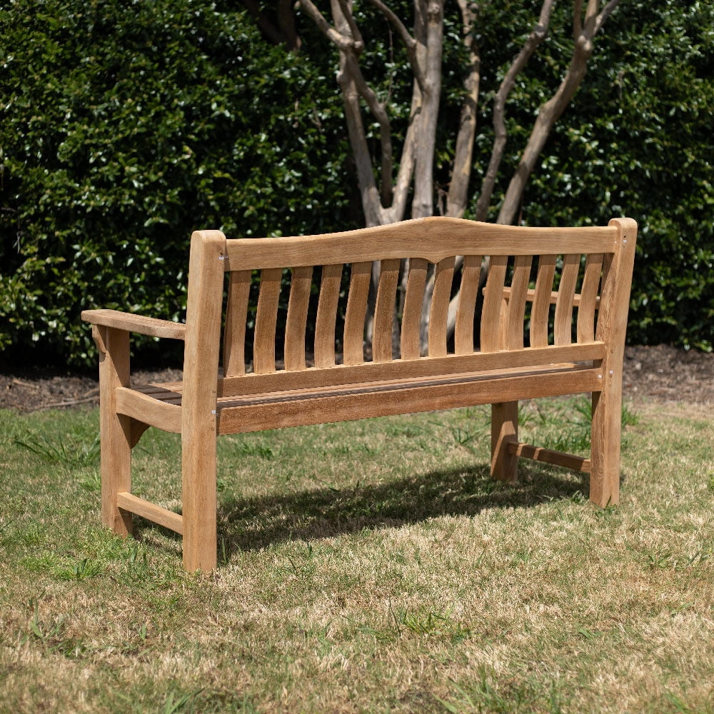 Nouveauté 2026 – Banc Ash & Ember Hawthorne en teck de qualité A de 53 pouces (135 cm), 2 places confortables pour 2 personnes, résistant aux intempéries, mobilier de patio intérieur/extérieur en bois massif avec lattes rapprochées, dossier incurvé e