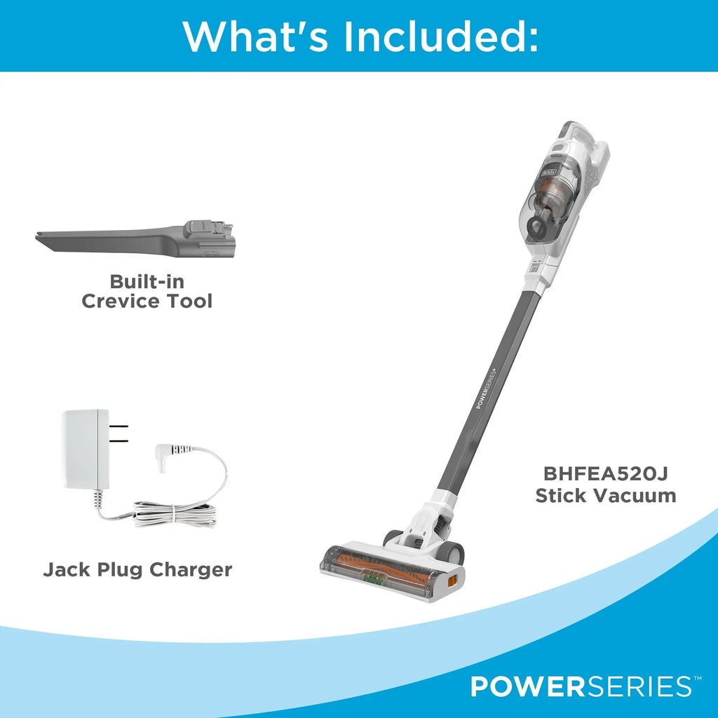 Nouveauté 2026 – Aspirateur balai sans fil BLACK+DECKER POWERSERIES+ 20V MAX , avec brosse anti-emmêlement, convertible en aspirateur à main, autonomie de 44 minutes, BHFEA520J
