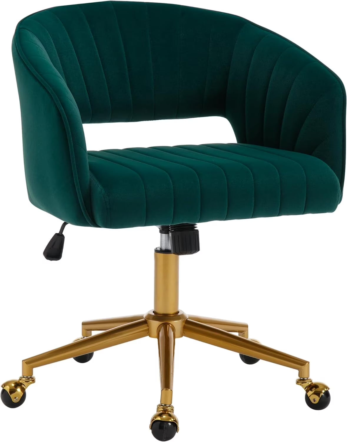 Nouveauté 2026 – Chaise de bureau Westice , chaise de travail en velours, chaise pivotante réglable en hauteur avec base dorée, idéale pour coiffeuse, bureau, salon ou salle informatique, beige