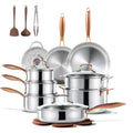 Nouveauté 2026 – Batterie de cuisine Carote 23 pièces en acier inoxydable triple couche avec couvercles, antiadhésive, compatible induction, allant au four