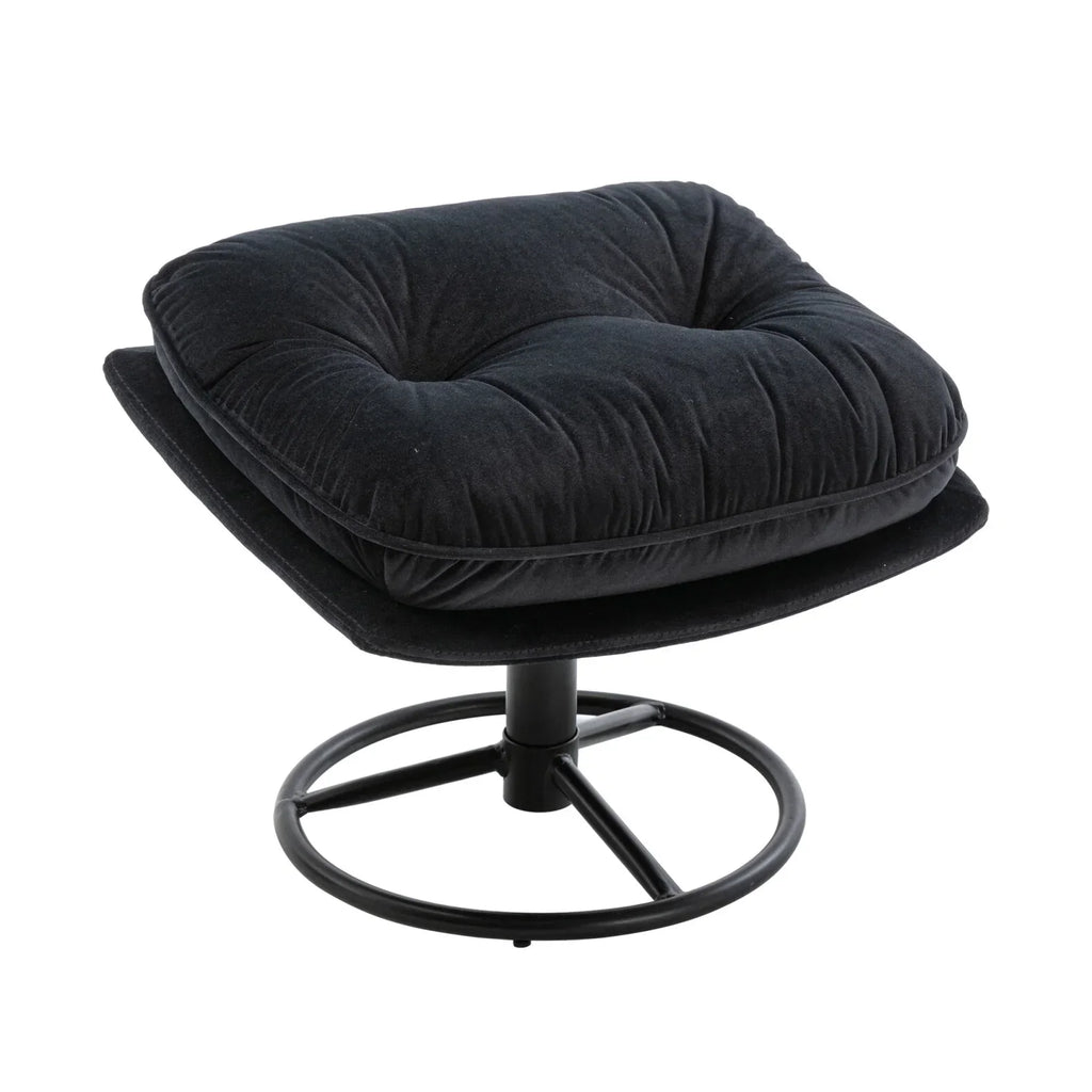 Nouveauté 2026 – Fauteuil pivotant Velvet avec repose-pieds, chaise longue moderne avec structure en métal, fauteuil de lecture confortable pour salon, chambre ou bureau, bleu