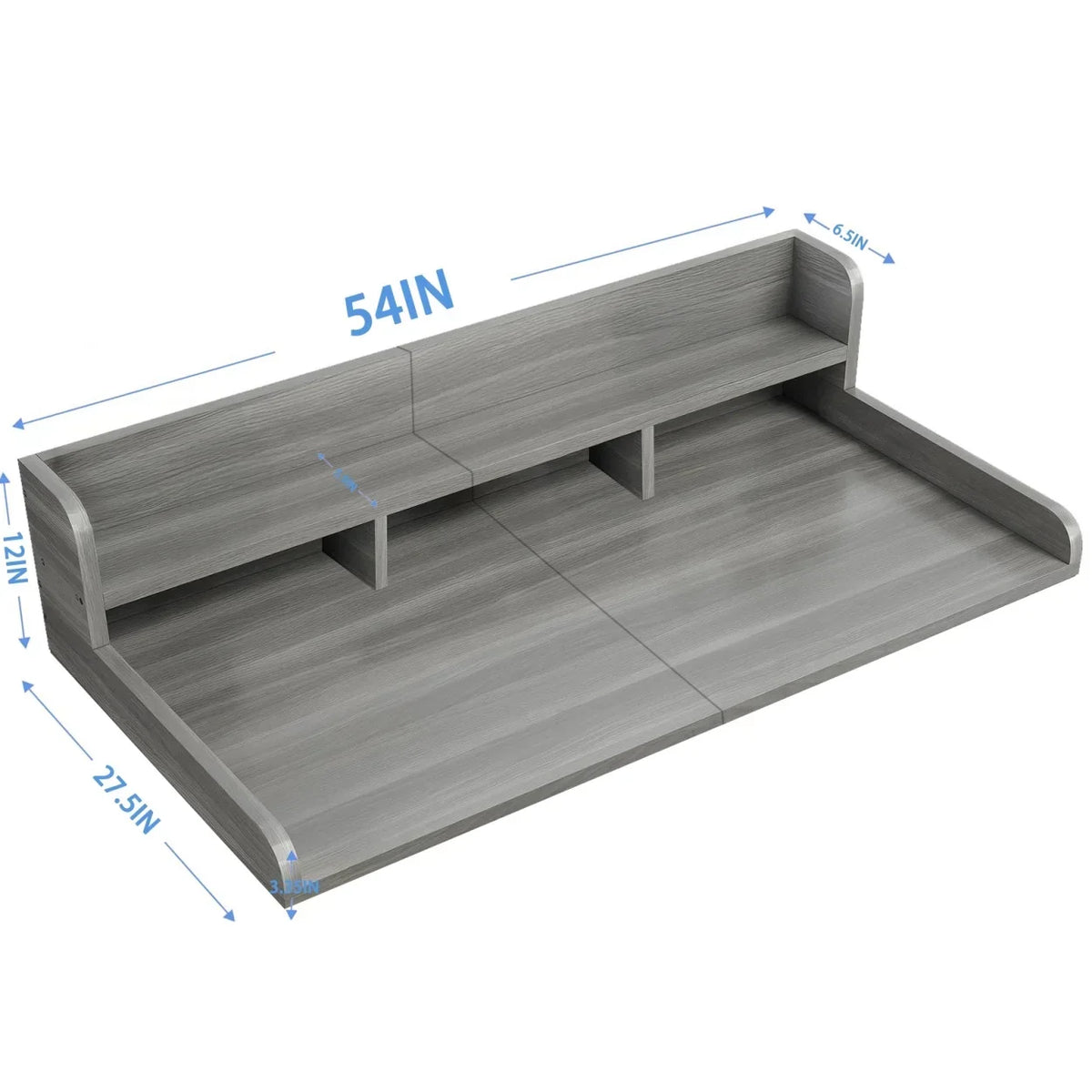 Nouveauté 2026 – Plan de travail Wood à 2 niveaux avec rebords, 137 cm L x 70 cm P, pour laveuse et sécheuse, idéal pour l'organisation et le rangement de la buanderie, couleur noyer