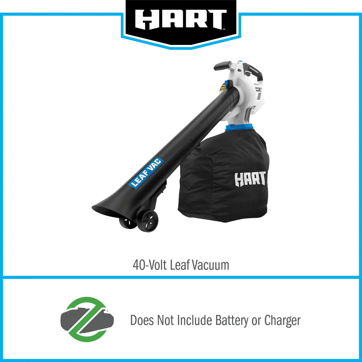 Nouveauté 2026 – Kit aspirateur à feuilles sans fil HART 40V , (1) batterie lithium-ion 4,0 Ah