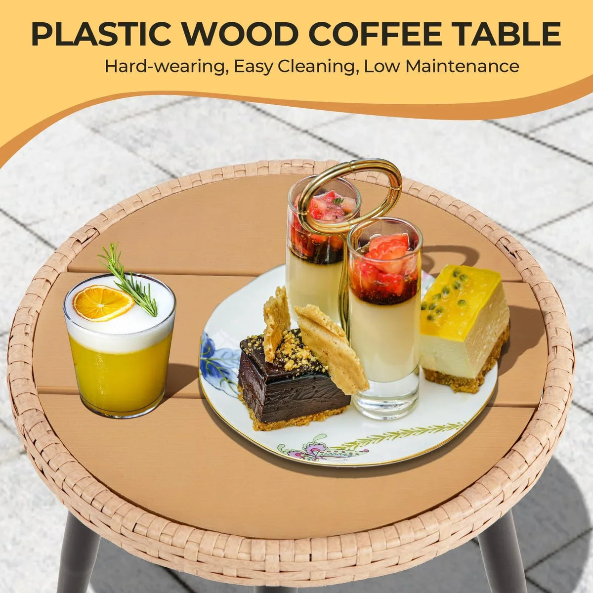 Nouveauté 2026 – Ensemble bistro de patio 3 pièces FHFO , mobilier d'extérieur en résine tressée pour balcon, appartement ou terrasse, ensemble table et chaises en rotin (2 pièces), beige