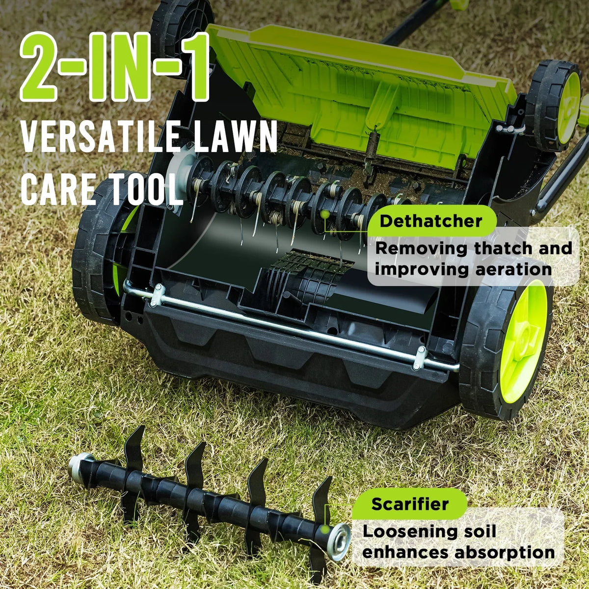 Nouveauté 2026 – Scarificateur et déchaumeur électrique 2 en 1 Steelite , 33 cm (13 pouces), 12 A, avec sac de ramassage amovible de 30 litres (8 gallons), pour pelouse, jardin et cour