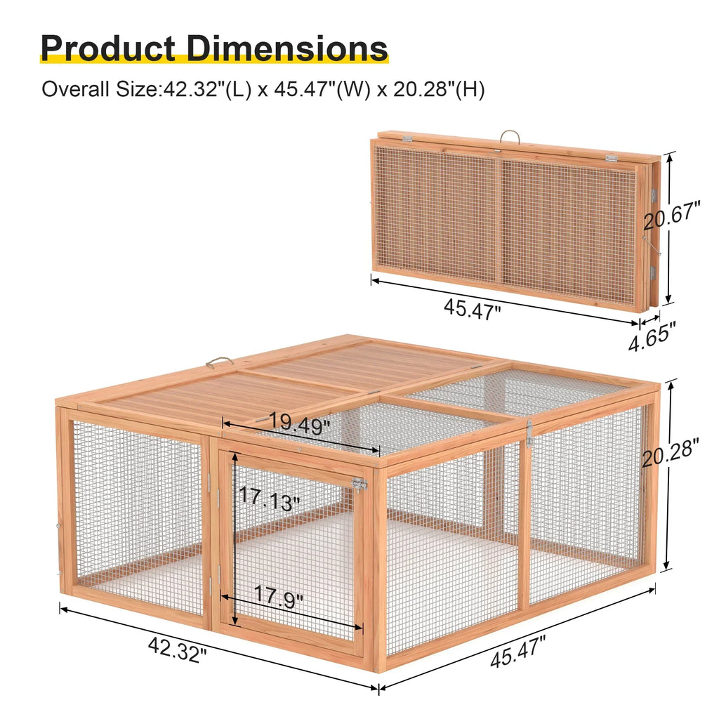 Nouveauté 2026 – Poulailler portable , clapier, cage d'extérieur en bois pour petits animaux (lapins, canards, poussins, cailles), aucun assemblage requis