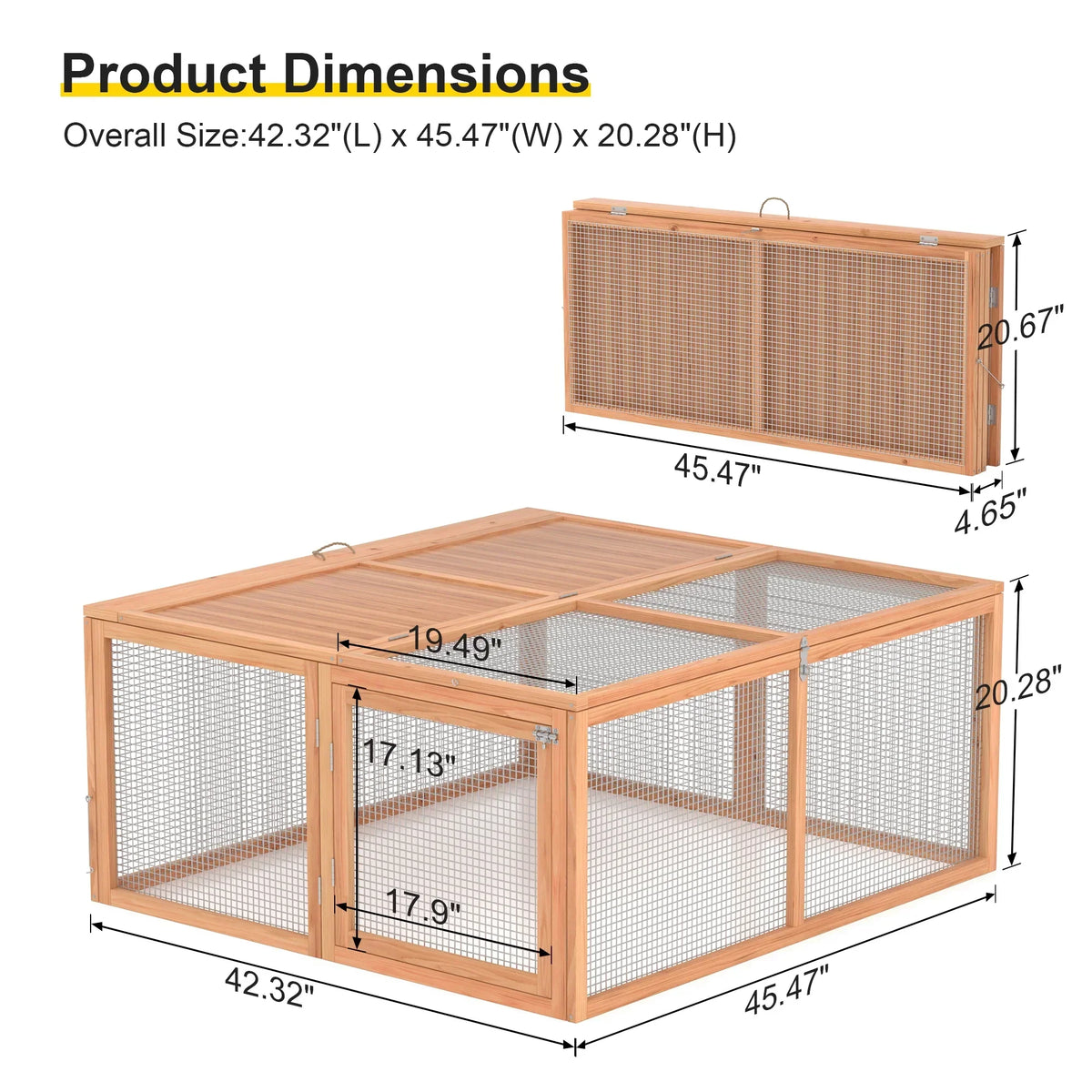 Nouveauté 2026 – Poulailler portable , clapier, cage d'extérieur en bois pour petits animaux (lapins, canards, poussins, cailles), aucun assemblage requis