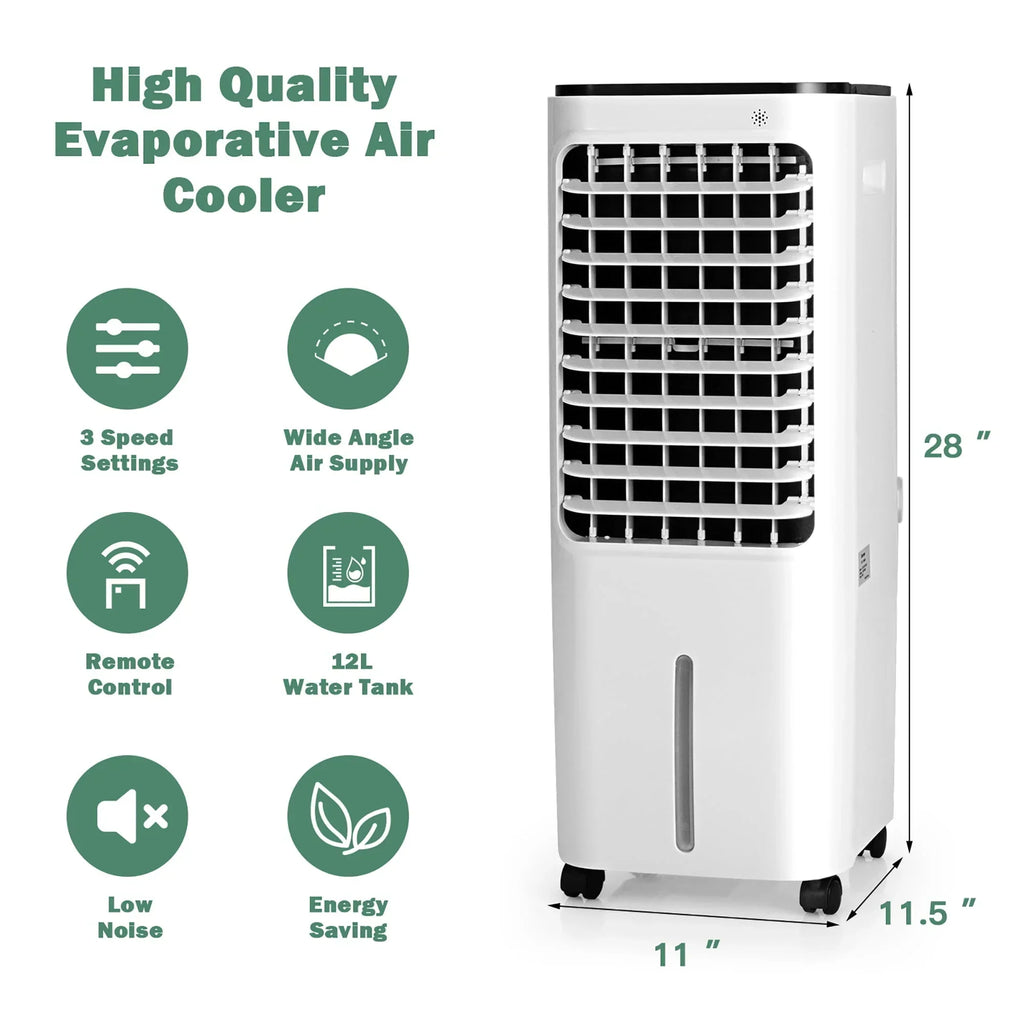 Nouveauté 2026 – Refroidisseur d'air évaporatif portable 4 en 1 Costway , réservoir d'eau de 12 L, 4 compartiments à glace