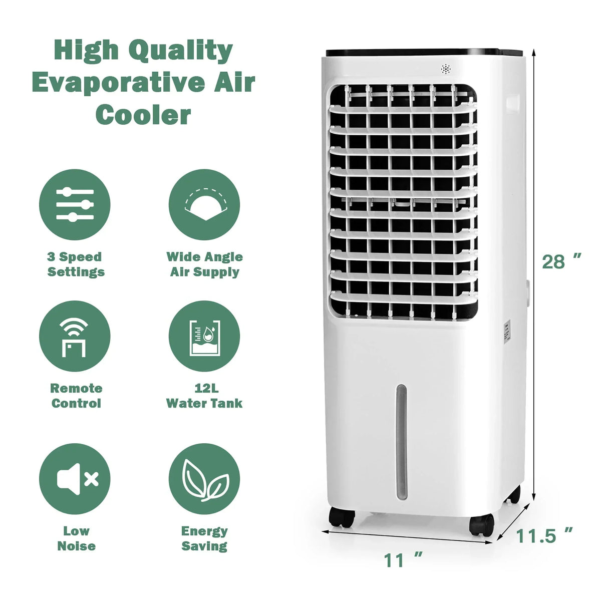Nouveauté 2026 – Refroidisseur d'air évaporatif portable 4 en 1 Costway , réservoir d'eau de 12 L, 4 compartiments à glace