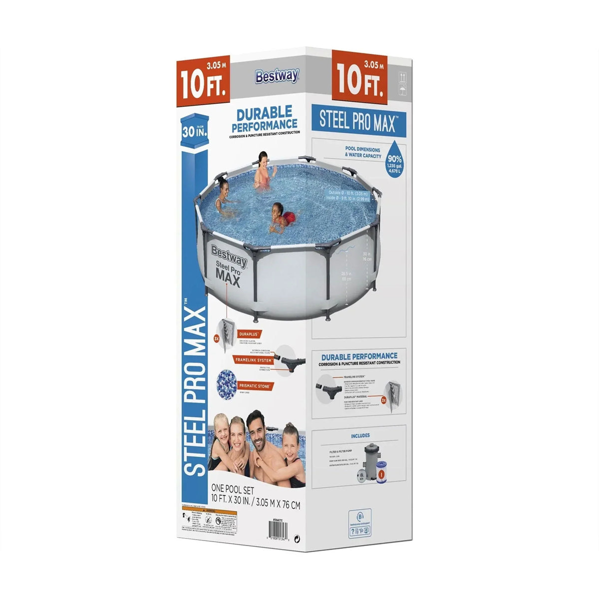 Nouveauté 2026 – Piscine hors sol extérieure Bestway Steel Pro MAX 10'x30" avec pompe, structure métallique, ronde
