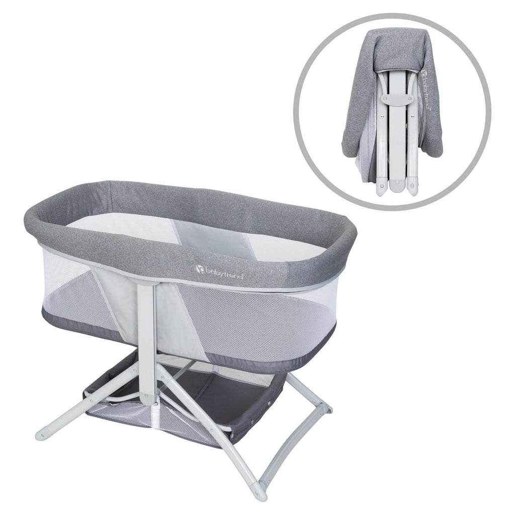 Nouveauté 2026 – Berceau à bascule 2-en-1 Baby Trend Quick Fold avec sac de voyage - Gris pierre ombré