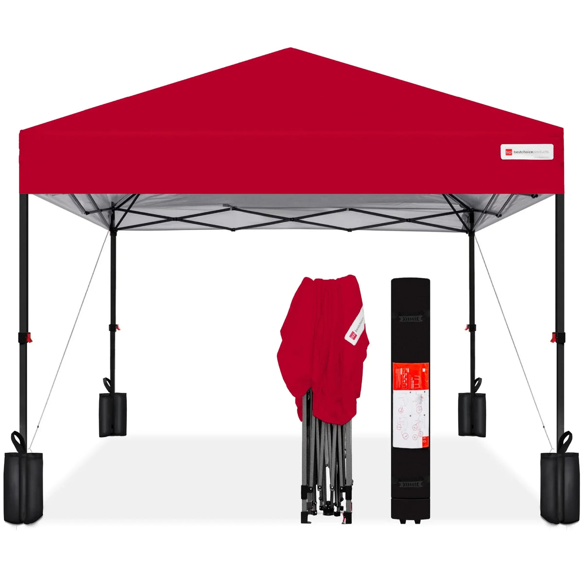 Nouveauté 2026 – Best Choice Products 3,66 m x 3,66 m - Abri pliant facile à monter avec installation en un clic, sac à roulettes et 4 sacs de lestage - Bleu marine