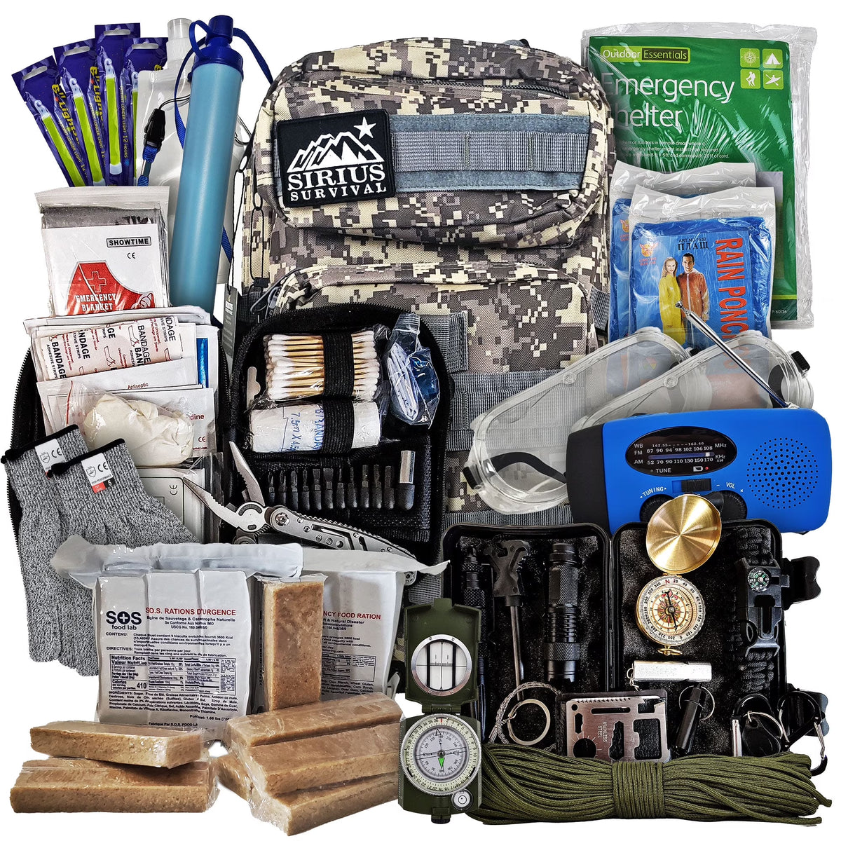 Nouveauté 2026 – Kit de survie d'urgence Vital pour 72 heures en famille - Sac d'évacuation pour ouragans, inondations, tornades ou autres catastrophes - Kit de nourriture et d'eau pour 2 personnes pour 72 heures