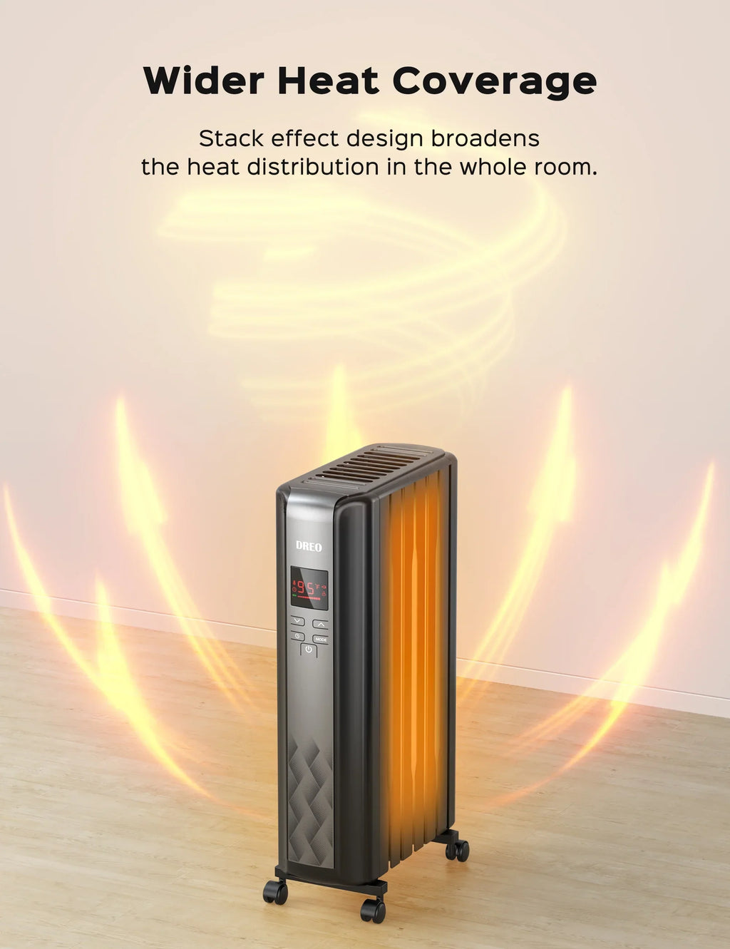 Nouveauté 2026 – Radiateur à bain d'huile Dreo , chauffage électrique radiant pour une utilisation intérieure dans de grandes pièces, avec télécommande, sécurité enfant, 4 modes, protection contre la surchauffe et le basculement, minuterie 24 h, ther