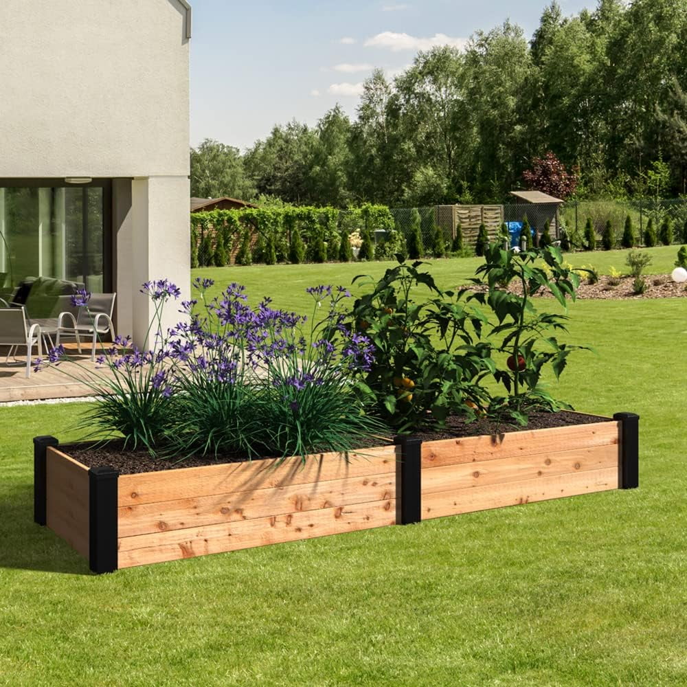 Nouveauté 2026 – Potager surélevé en cèdre naturel Haven de 60 cm x 240 cm (Outdoor Essentials Haven