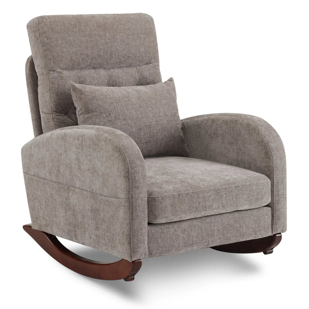 Nouveauté 2026 – Fauteuil à bascule Ktaxon , fauteuil de lecture inclinable, confortable, revêtu de velours peluche, canapé à bascule une place, beige, idéal pour le salon, la chambre d'enfant ou la chambre à coucher