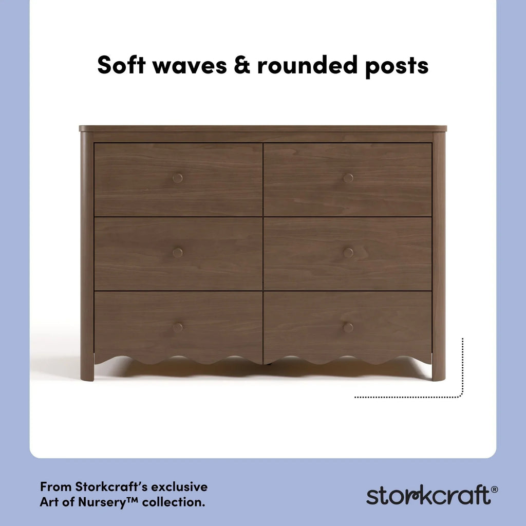 Nouveauté 2026 – Commode pour chambre d'enfant Storkcraft Casablanca 6 tiroirs, couleur sauge