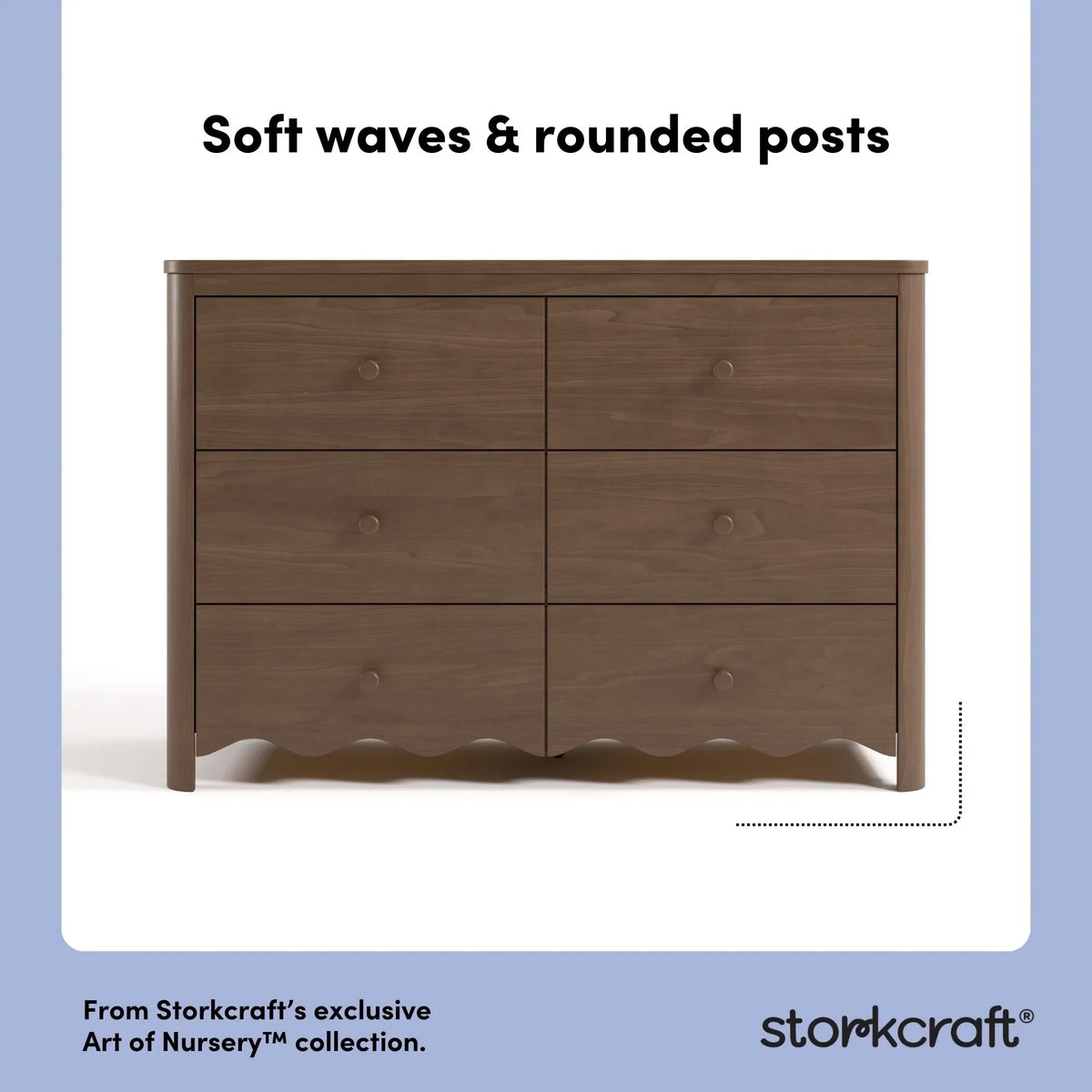 Nouveauté 2026 – Commode pour chambre d'enfant Storkcraft Casablanca 6 tiroirs, couleur sauge