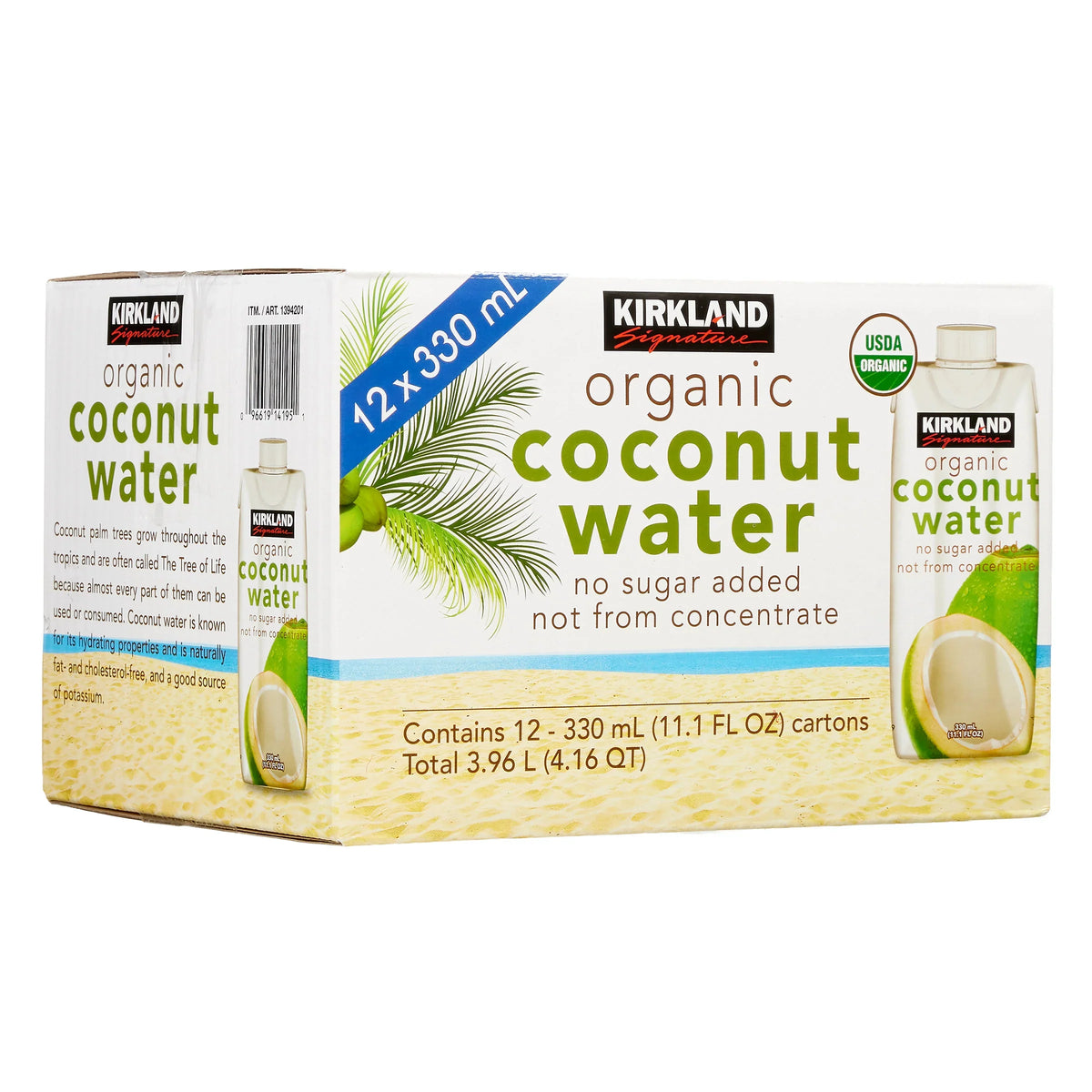 Nouveauté 2026 – Eau de coco biologique Kirkland Signature , 330 ml (11,1 fl oz), paquet de 12