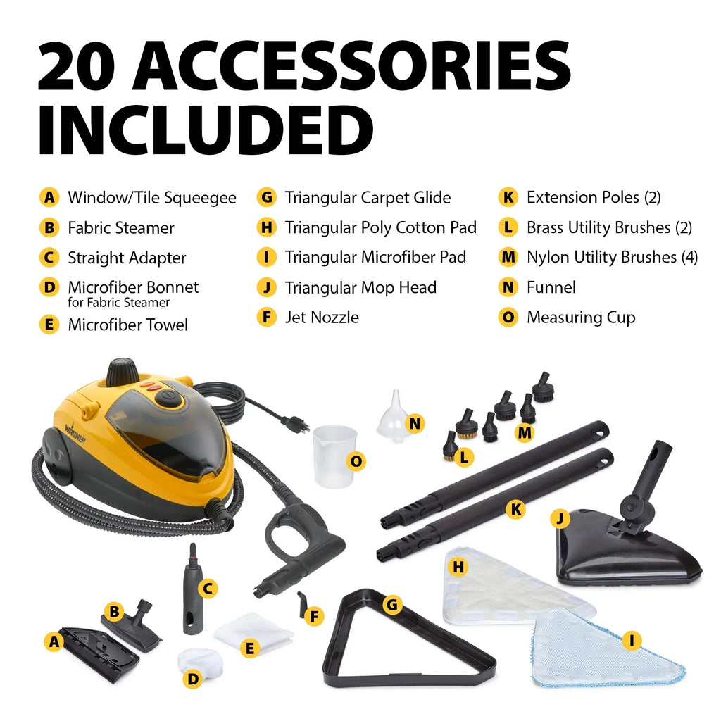 Nouveauté 2026 – Nettoyeur vapeur et balai vapeur Wagner pour projets multi-surfaces, ensemble d'accessoires de 20 pièces, SteamMachine Elite Steamer 925e