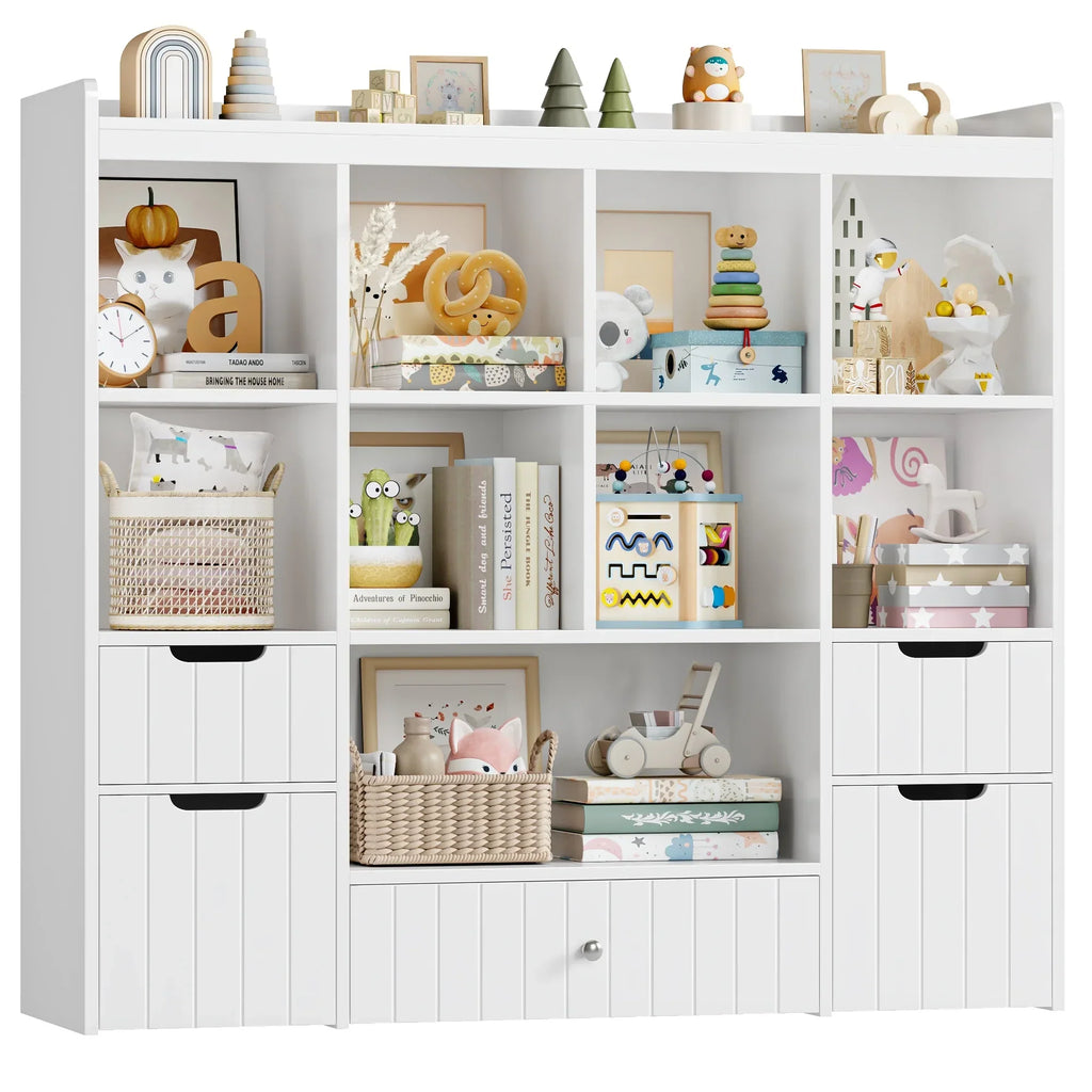 Nouveauté 2026 – Coffre de rangement pour jouets Homfa avec compartiments, tiroirs amovibles, bibliothèque pour chambre ou salon, gris