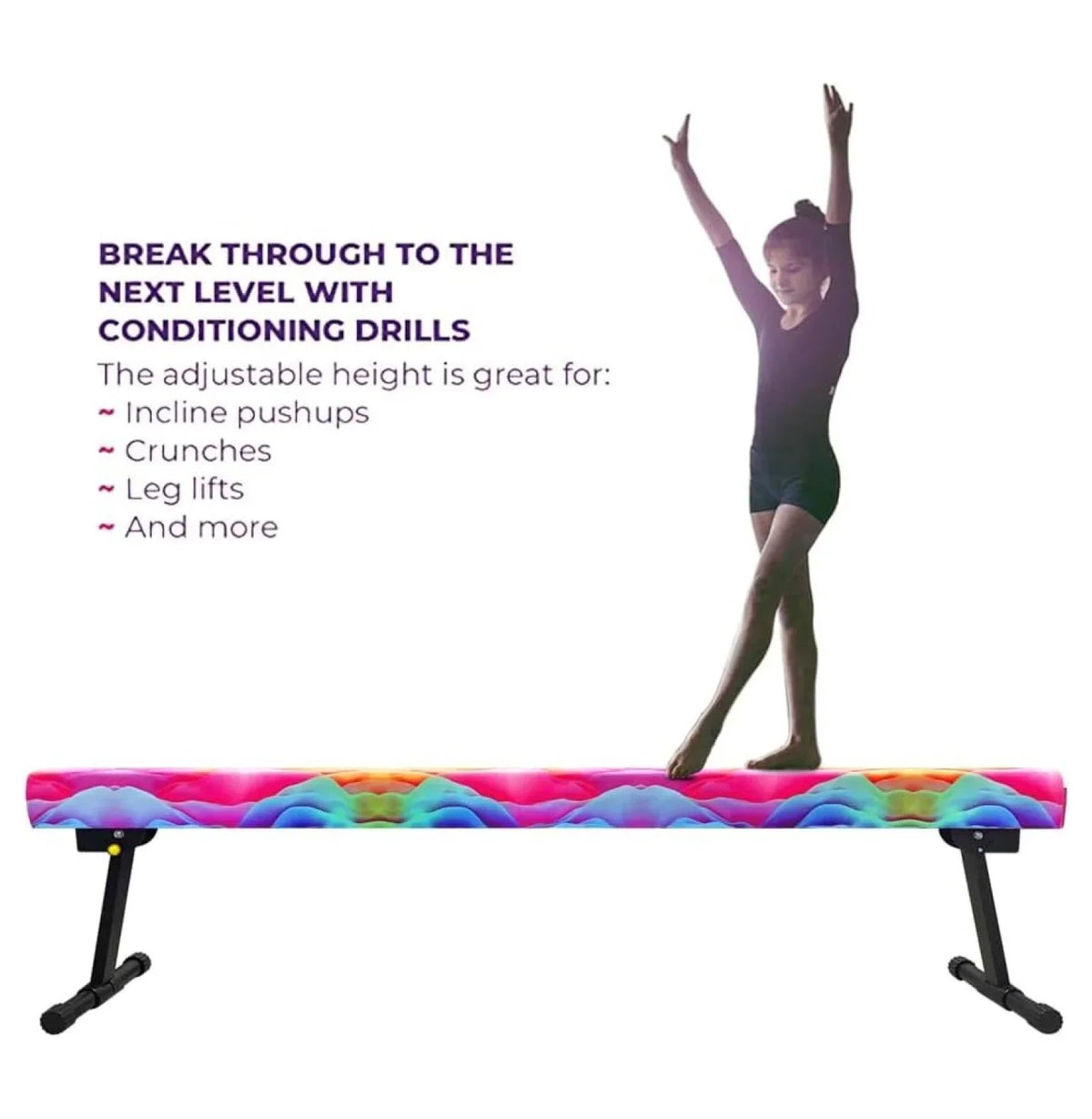 Nouveauté 2026 – Poutre d'équilibre de gymnastique réglable et pliable de 2,4 m (8 pi), équipement de gym à domicile, montage et rangement faciles, aucun outil requis, pour l'entraînement des enfants et des filles