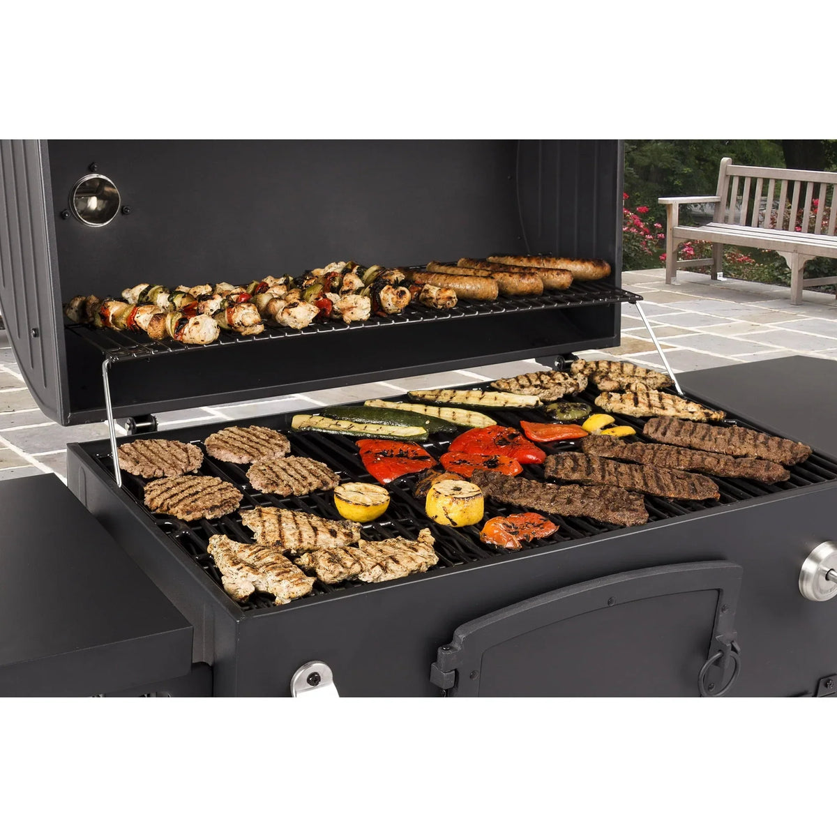 Nouveauté 2026 – Barbecue au charbon de bois robuste X-Large - 81 cm de largeur - Surface de cuisson de 5 400 cm² - Noir