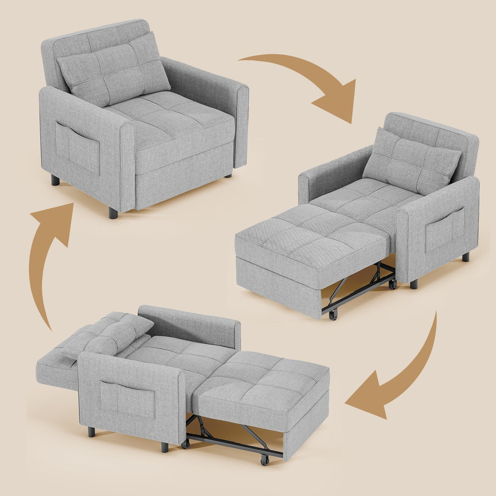 Nouveauté 2026 – Canapé-lit convertible 3 en 1 Aiho pour salon, gris foncé