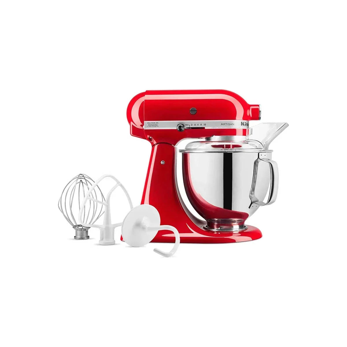 Nouveauté 2026 – Robot pâtissier KitchenAid Artisan Series , tête inclinable, 5 pintes, rouge passion, avec batteur plat, crochet pétrisseur et fouet