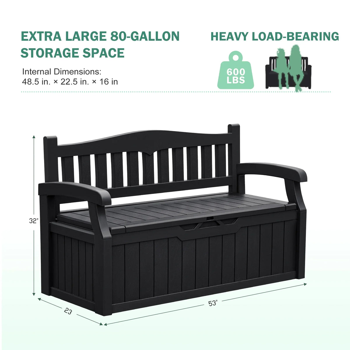 Nouveauté 2026 – Banc de rangement Homall de 80 gallons en plastique, fabriqué en résine durable et résistante aux intempéries, avec compartiment de rangement organisé de type Deckbox, pour patios et pelouses extérieures, noir