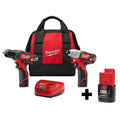 Nouveauté 2026 – Kit Milwaukee 2494-22 avec batterie compacte M12 2,0 Ah offerte