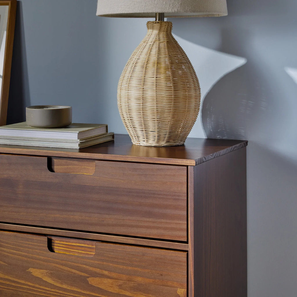 Nouveauté 2026 – Commode Walker Edison Sonoma 6 tiroirs en bois massif couleur caramel