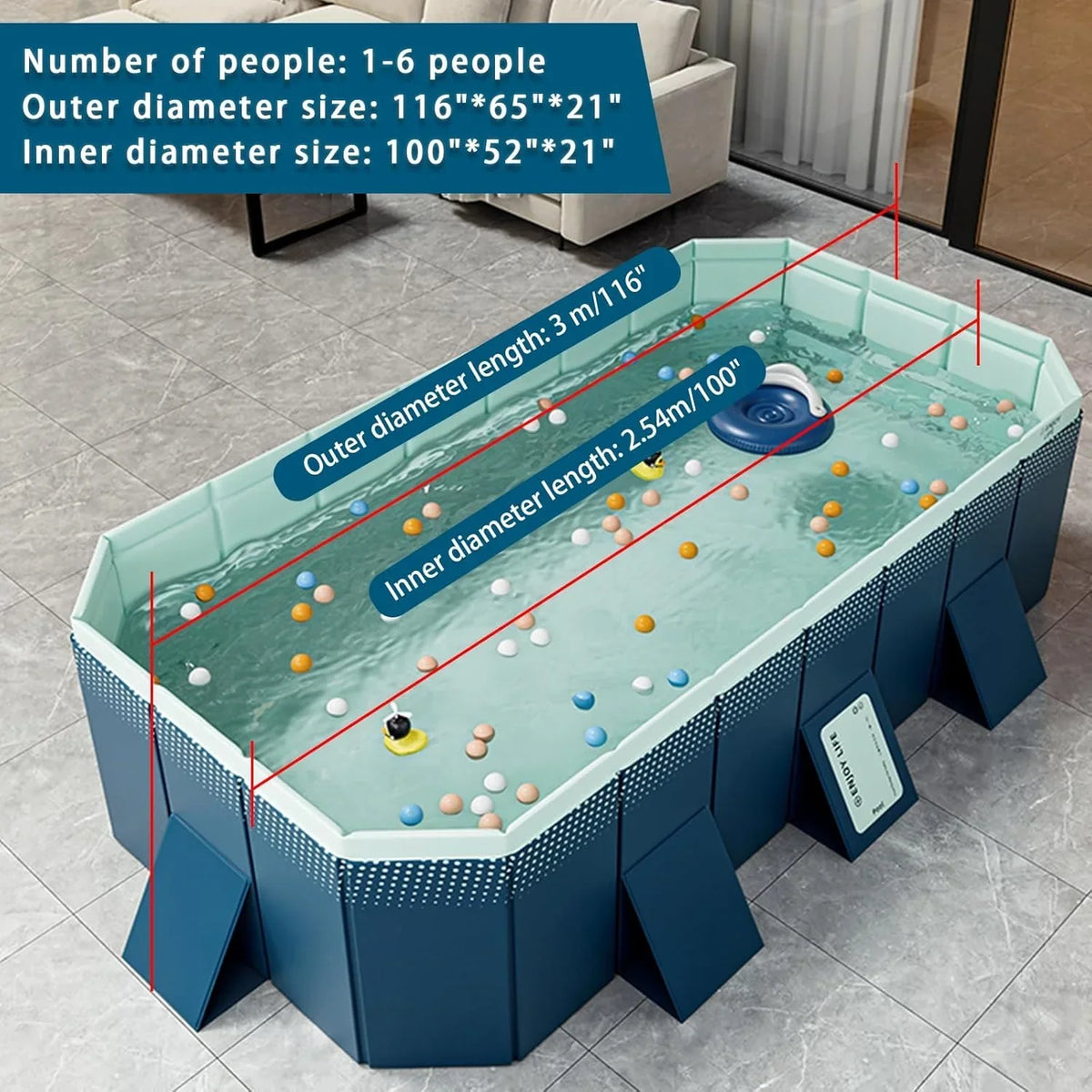Nouveauté 2026 – Piscine familiale rectangulaire pliable , grande taille, non gonflable, facile à installer, convient aux adultes, aux enfants et aux animaux de compagnie. Idéale pour l'extérieur, le jardin