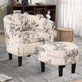 Nouveauté 2026 – Fauteuil d'appoint en velours beige Bonzy Home avec repose-pieds pour salon
