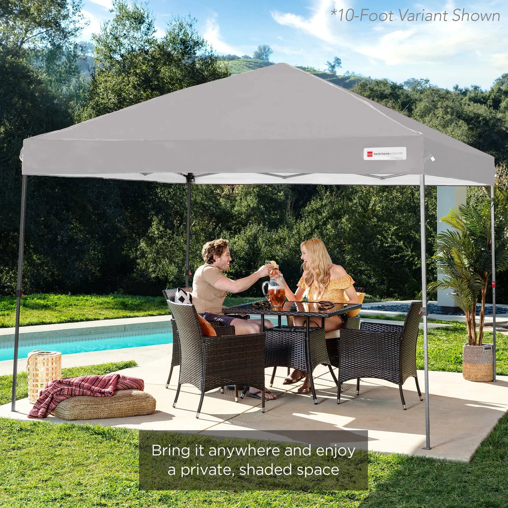 Nouveauté 2026 – Best Choice Products 3,66 m x 3,66 m - Abri pliant facile à monter avec installation en un clic, sac à roulettes et 4 sacs de lestage - Bleu marine